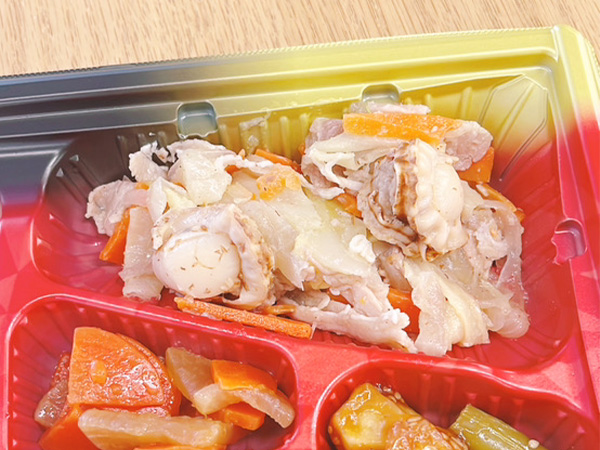 ワタミの宅食「お弁当・お惣菜」「まごころ御膳」メニュー名:ホタテと野菜のもろみ醤油炒め